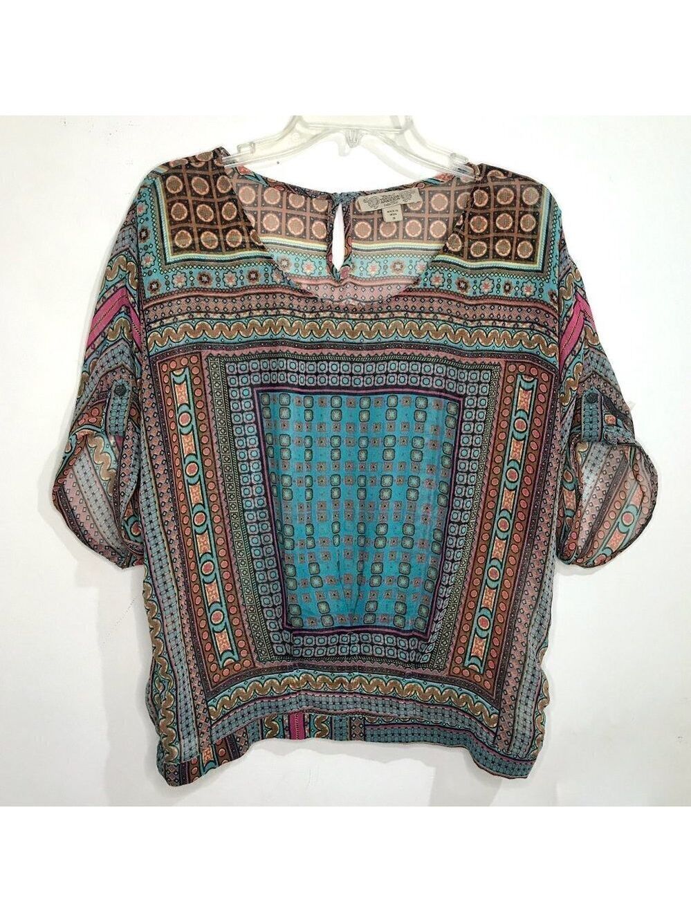 Nine West Vintage America Collection Boho Retro Short Sleeve Top